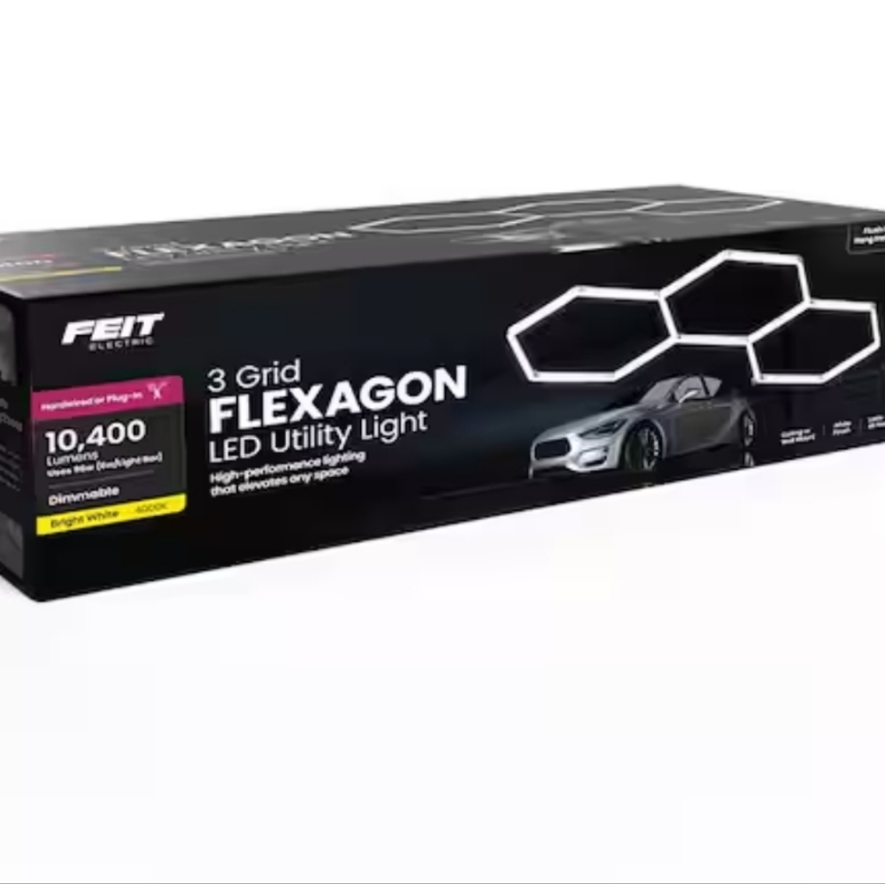 Feit‎ Electric 2.5ft Integrated LED 3-Grid Flexagon White Strip Light  Fixture